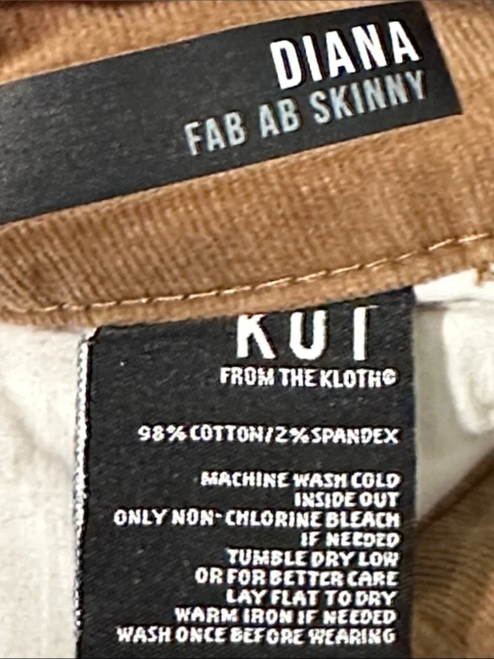 Kut from the Kloth Women's Diana Fab Ab Skinny Corduroy Pants in Light Brown